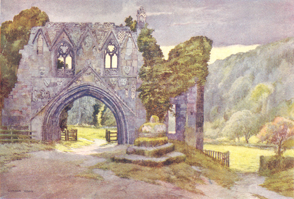 YORKS. Kirkham Abbey 1908 old antique vintage print picture